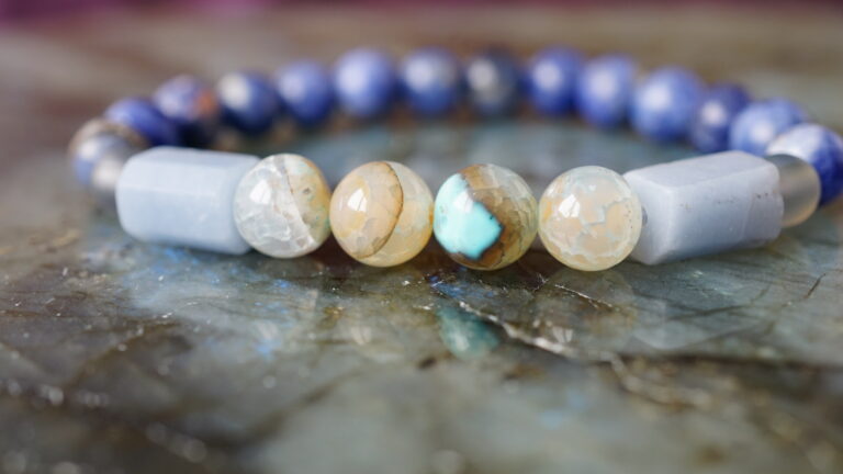 Beaded bracelet made of blue sodalite