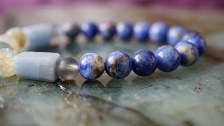 Beaded bracelet made of blue sodalite