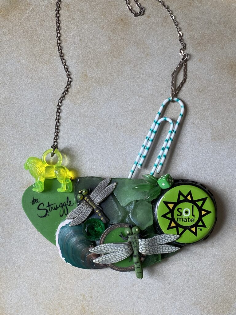 vivid green story necklace