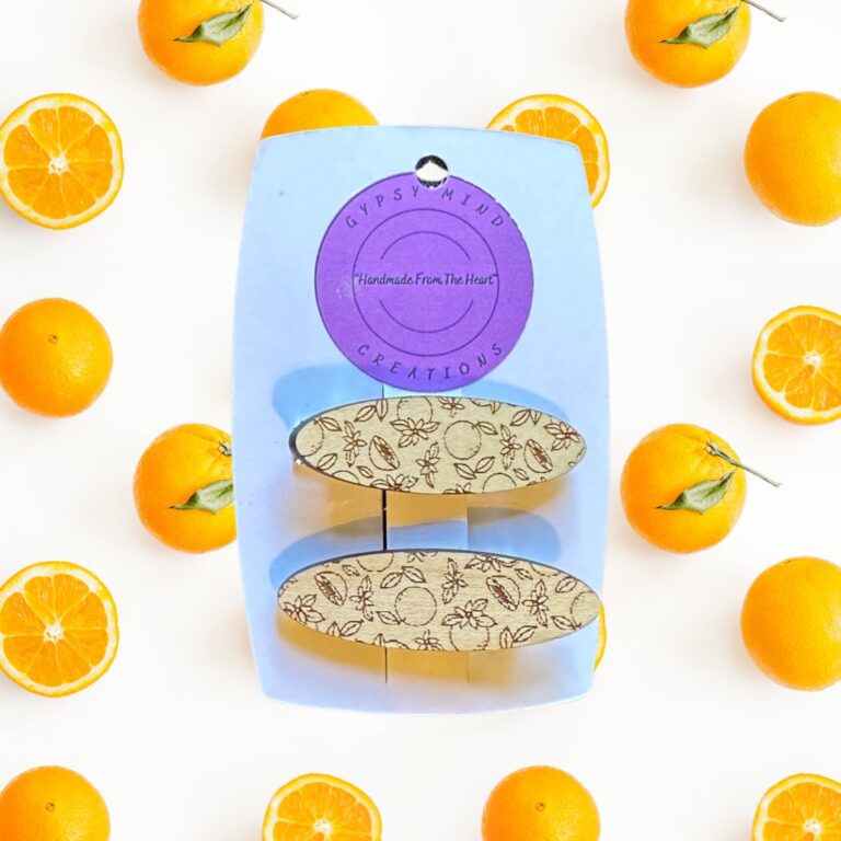 Oranges Laser Cut Lightweight Wood Hair Barrettes