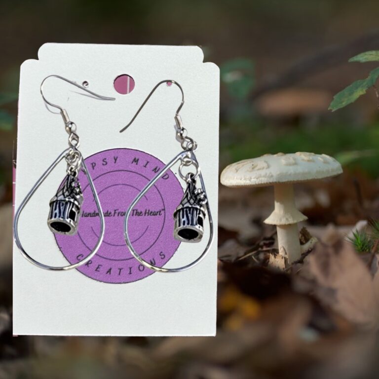 Silver Toadstool Small Teardrop Earrings