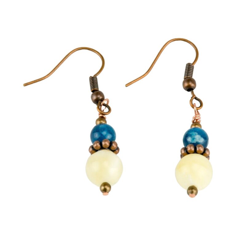 Amazonite and Apatite copper earrings