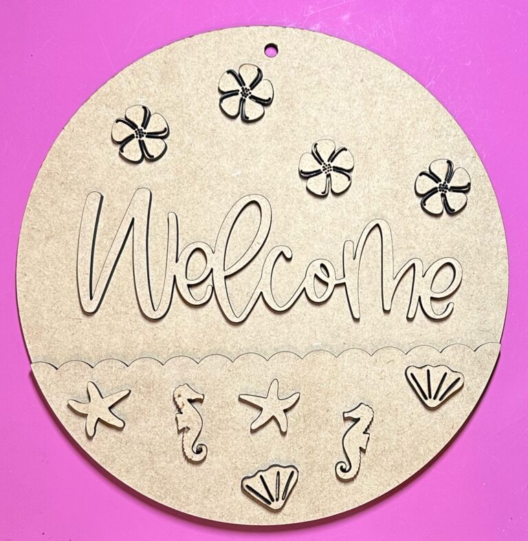 Beach Theme Welcome DIY Wood Sign Craft Paint Kit 1 4 inch Thick Draftboard 10x10 1