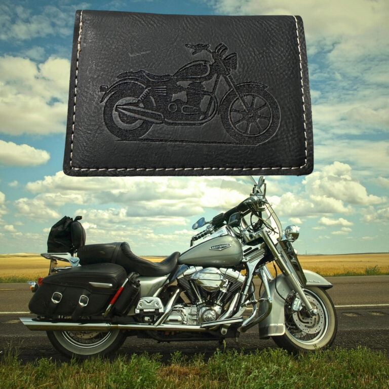 Black Motorcycle Tri Fold Wallet