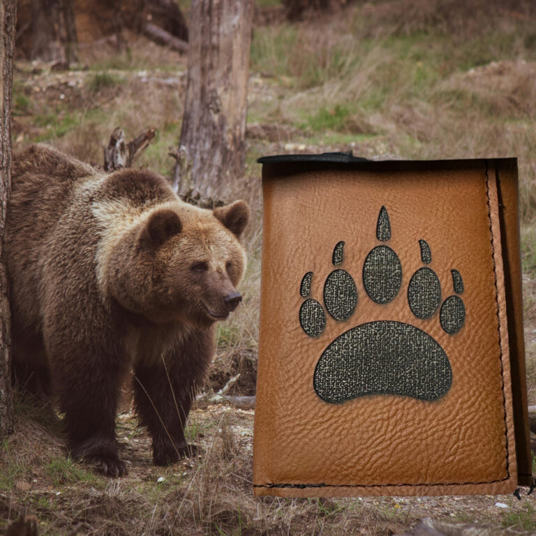 Brown Bear Paw Print Tri Fold Wallet