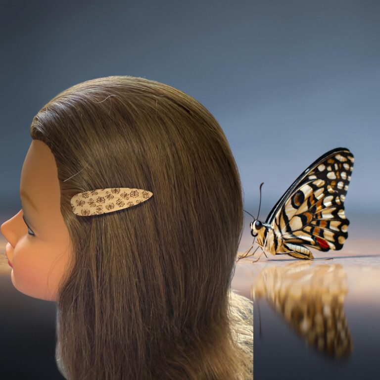 Butterfly Pattern Laser Cut Lightweight Wood Hair Barrettes 1