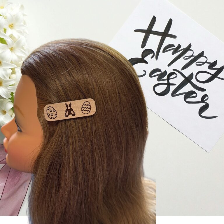 Easter Laser Cut Lightweight Wood Hair Barrettes 1