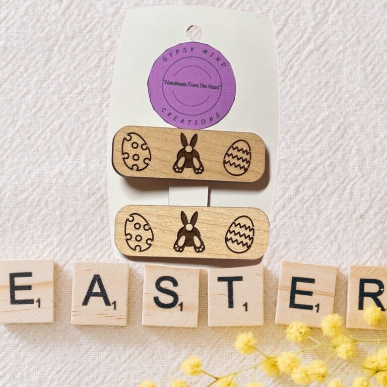 Easter Laser Cut Lightweight Wood Hair Barrettes