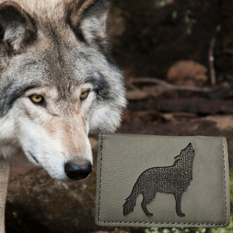 Gray Wolf Tri Fold Wallet