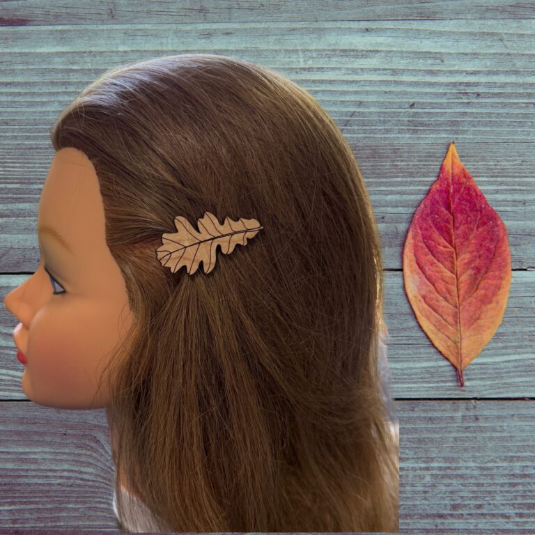 Leaf 2 Laser Cut Lightweight Wood Hair Barrettes 1