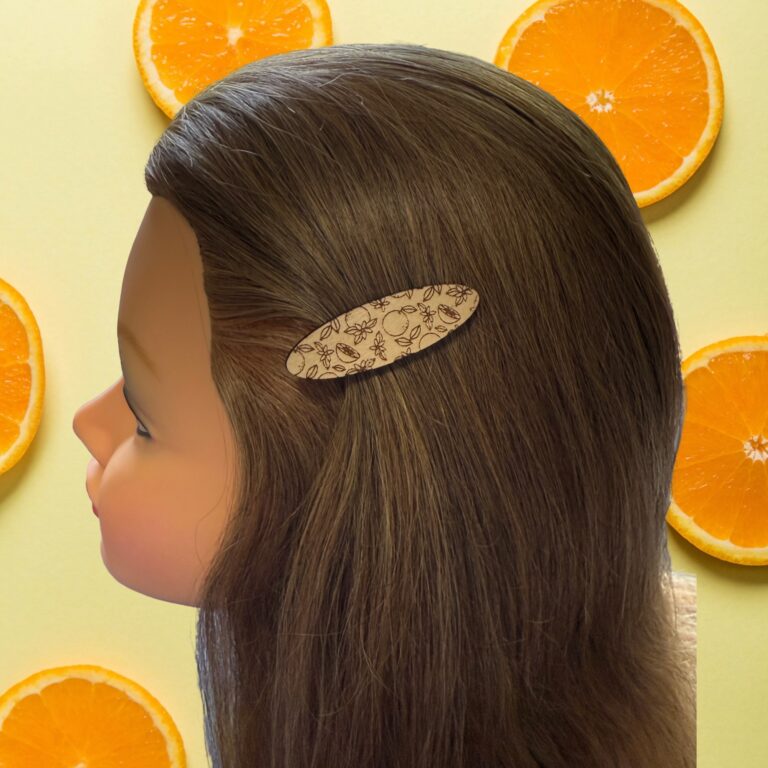 Oranges Laser Cut Lightweight Wood Hair Barrettes 1