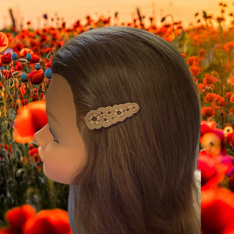 Poppy Flower Laser Cut Lightweight Wood Hair Barrettes 1
