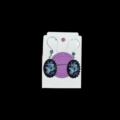 Black and White Flower & Butterfly Swirl Ear Wire Earrings