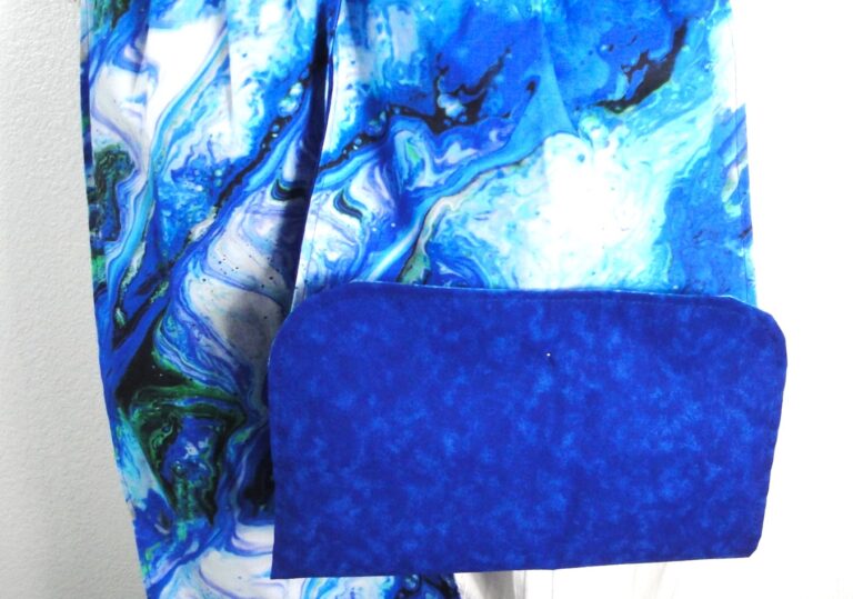 Blue green agate bib contrast fabric