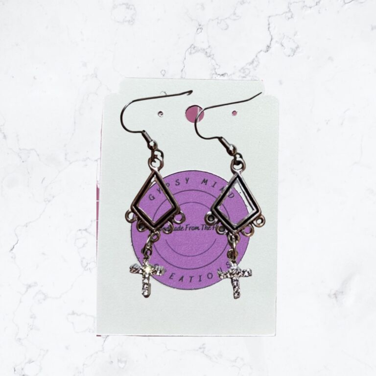 Diamond Cross Chandelier Earrings