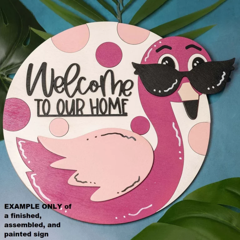 Flamingo Welcome DIY Wood Sign Craft Paint Kit 1 4 inch Thick Draftboard 8.75x8.75