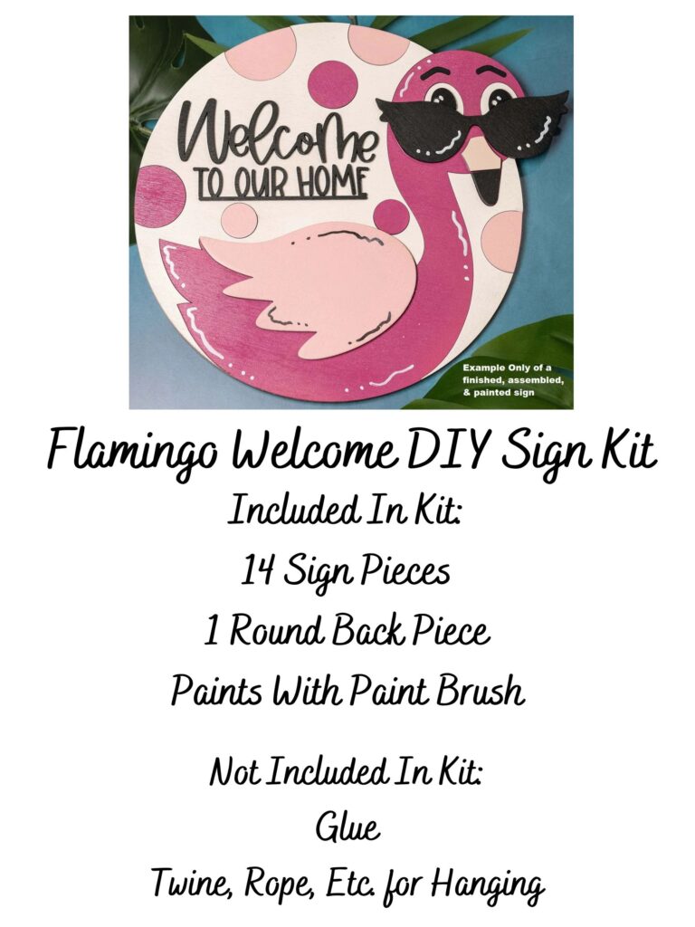 Flamingo Welcome DIY Wood Sign Craft Paint Kit
