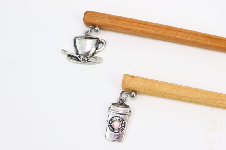 Hair Stick with coffe Cup and To Go Cup Charms