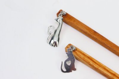Hair Picks / Hair Pin for putting up long Hair - with cute cat Charm