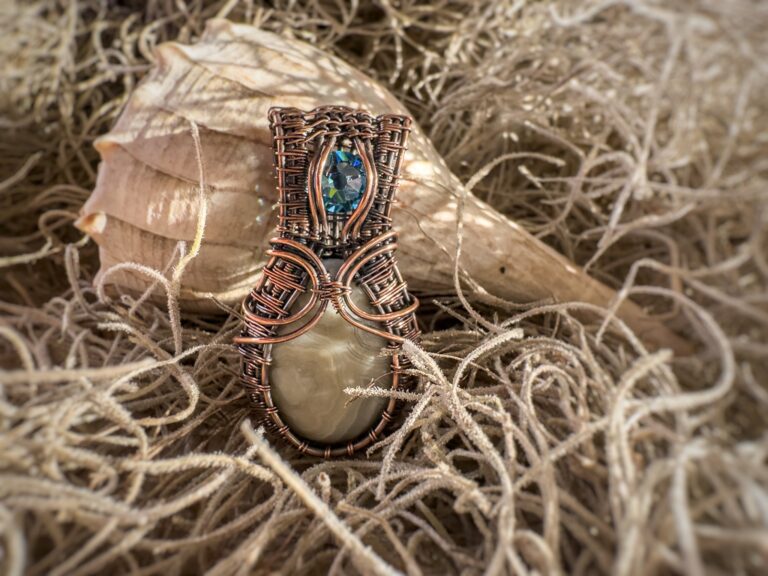 Divine Calm Wire Wrapped Lace Agate Necklace