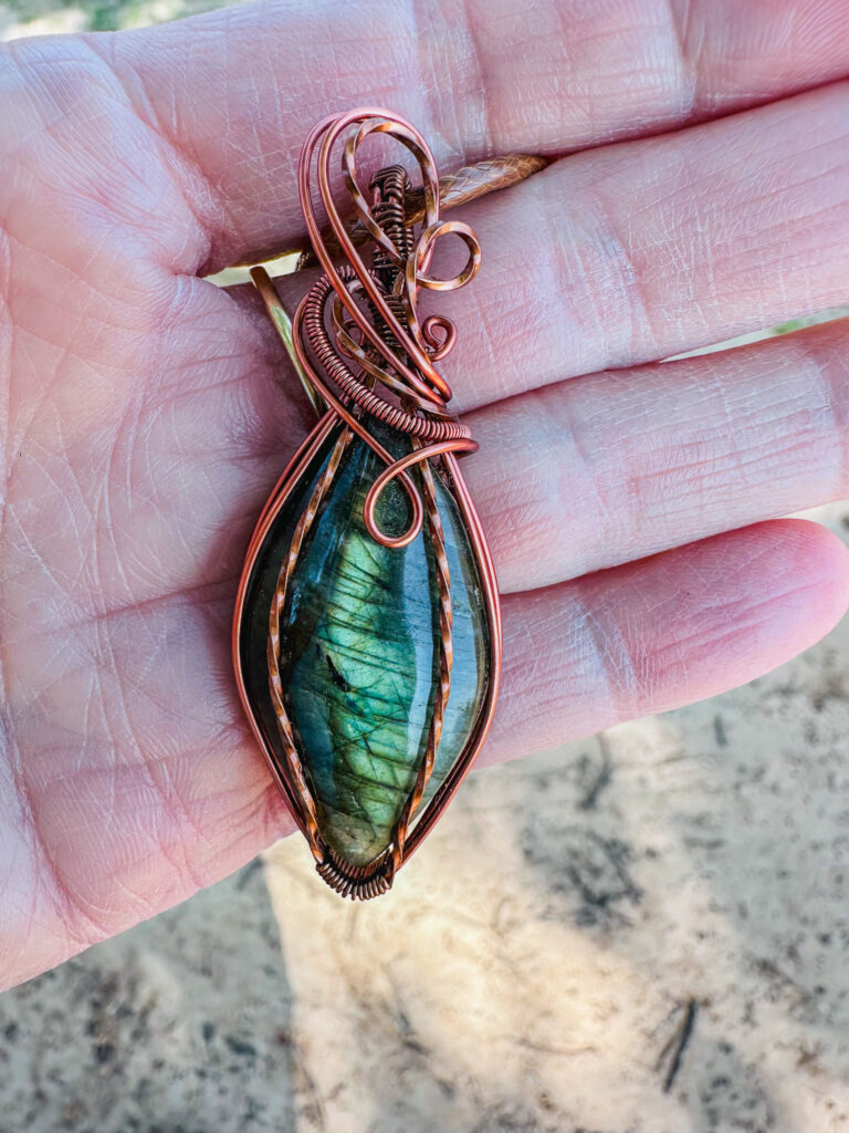 Inner Magic Wire Wrapped Marquise Labradorite Necklace