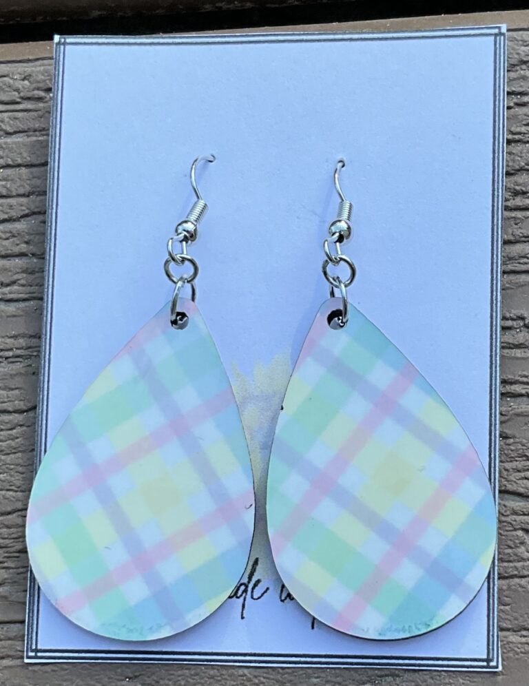 Lightweight Spring Plaid Teardrop Earrings