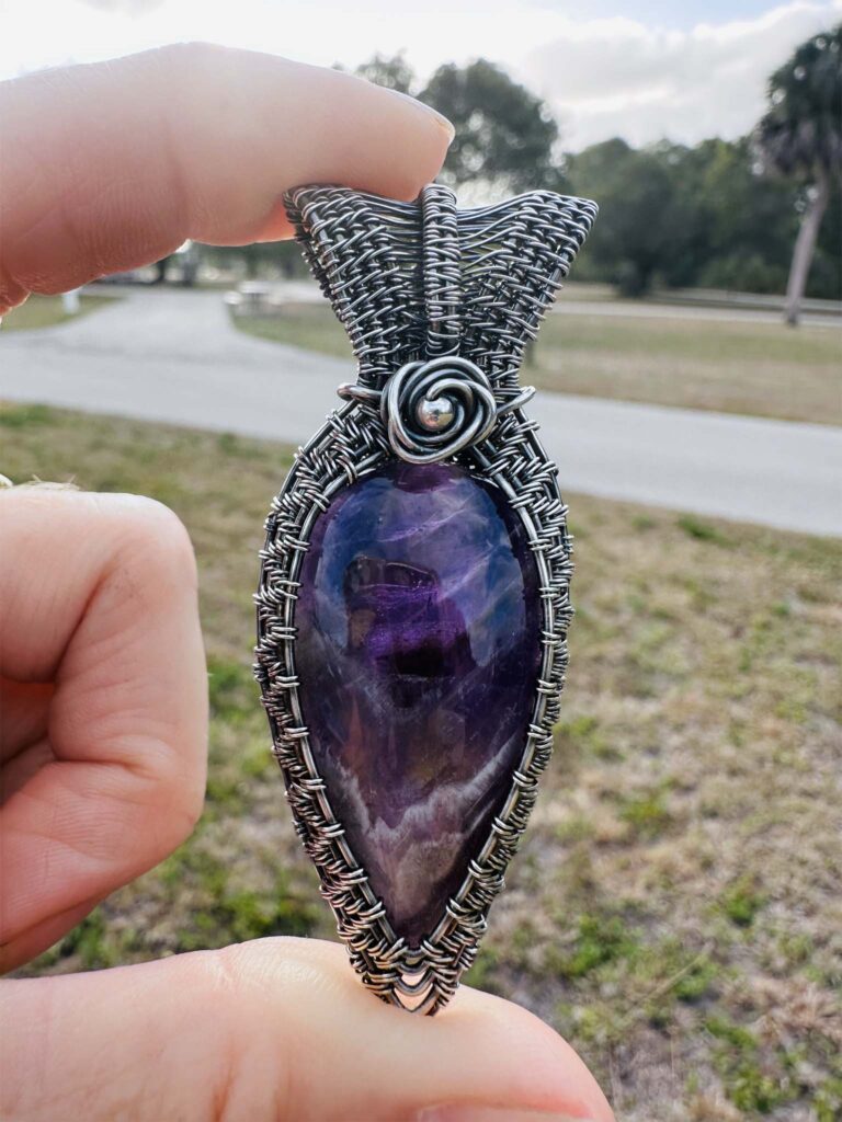 Empowered Spirit Wire Wrapped Chevron Amethyst Necklace