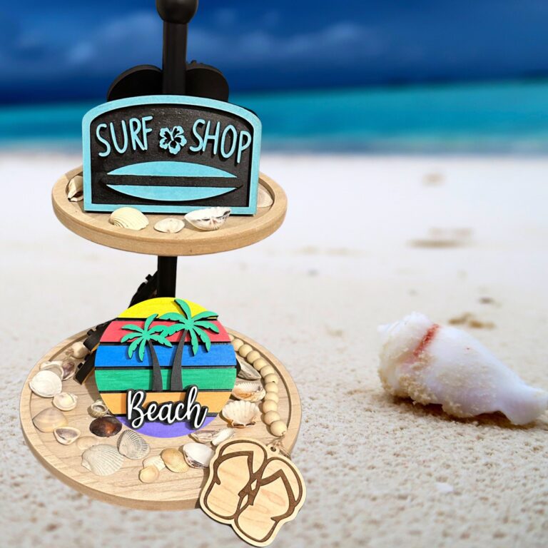 Beach Tiered Tray Decor Set
