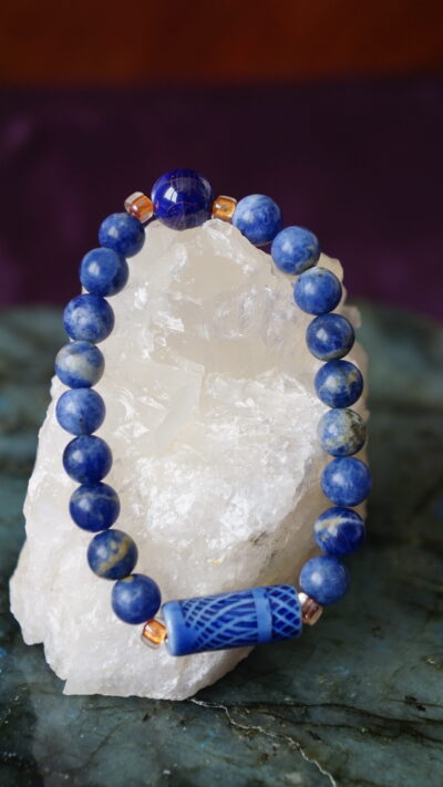 Sodalite & Ceramic Gemstone Beaded Stretch Bracelet