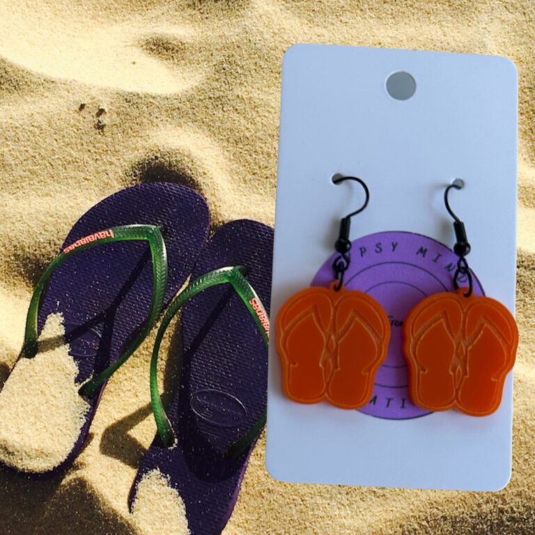 Flip Flop Laser Cut Lightweight Acrylic Earrings Orange