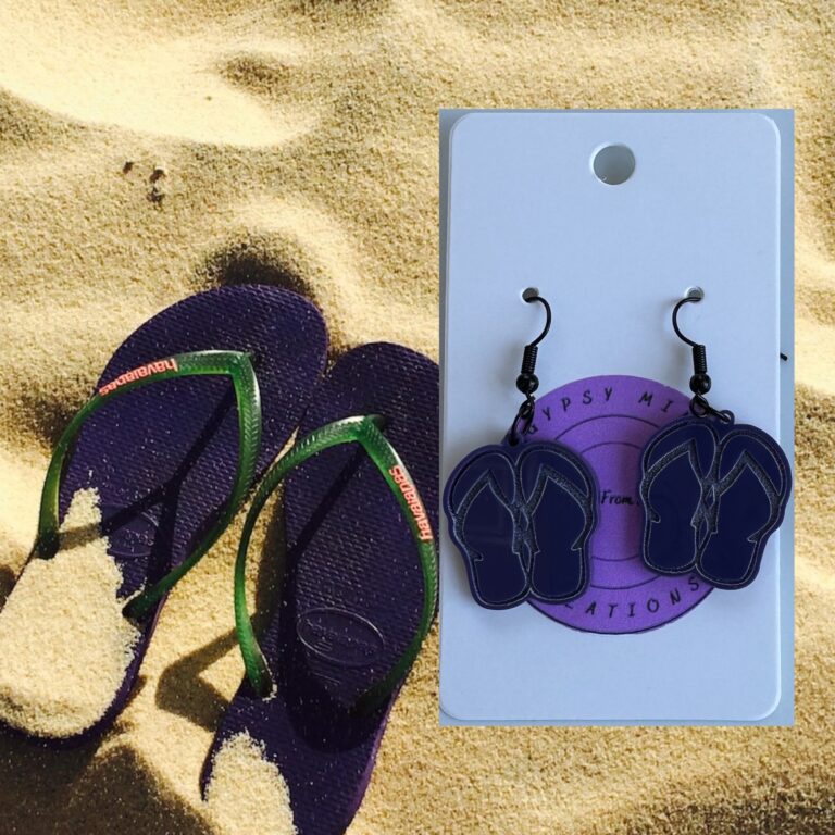Flip Flop Laser Cut Lightweight Acrylic Earrings Purple