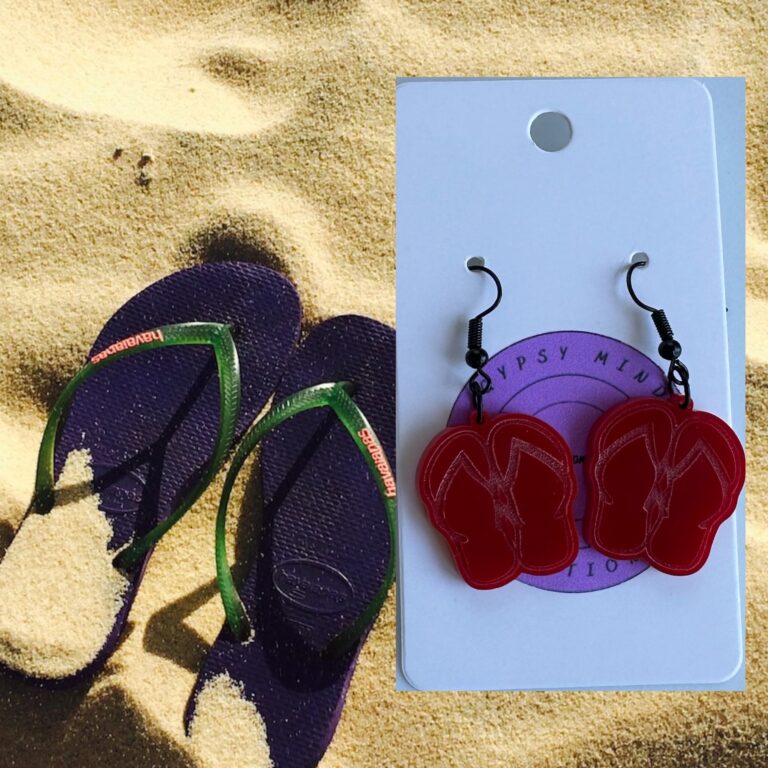 Flip Flop Laser Cut Lightweight Acrylic Earrings Red