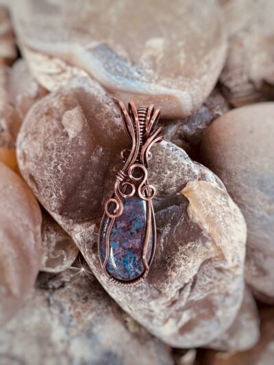 Mystic Calm Wire Wrapped Purple Moss Agate Necklace