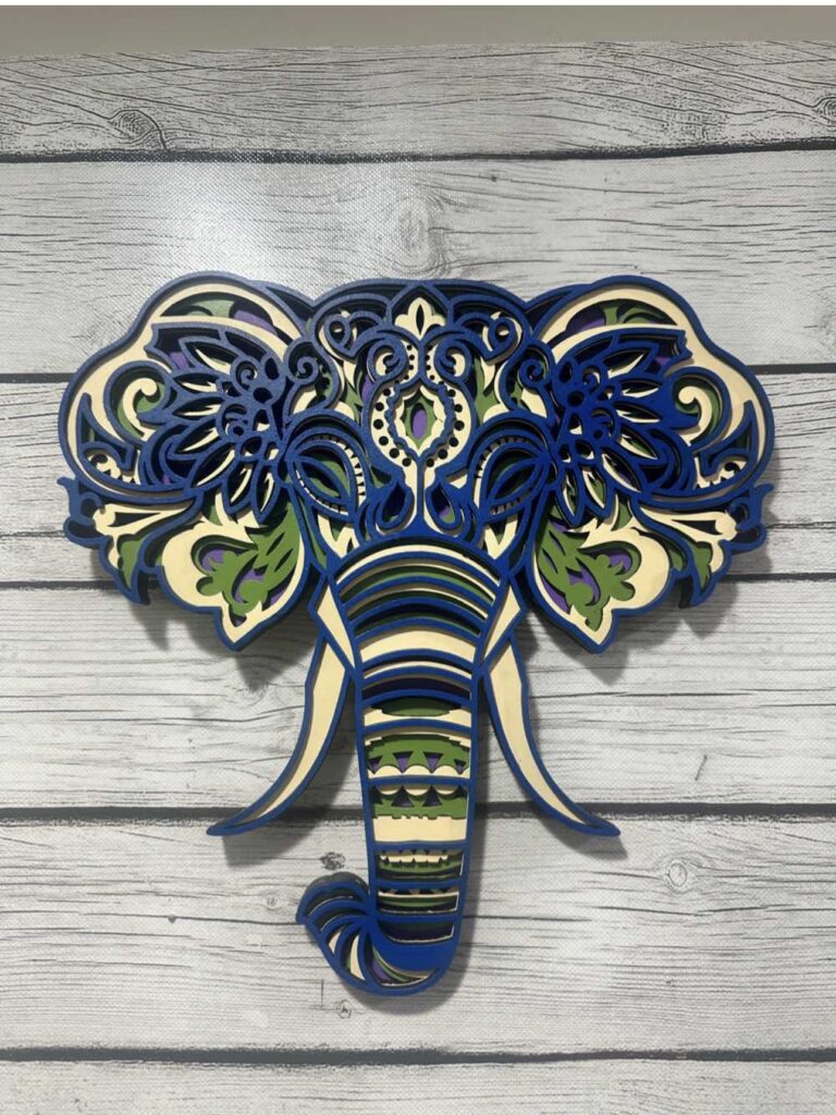 layered elephant wall art