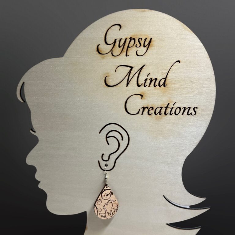 Paisley Chicken Laser Cut Lightweight Wood Earrings 1