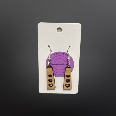 Heart Bar Handcrafted Wood Dangle Earrings