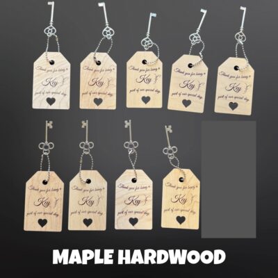 Wood Thank You Tags With Key for Wedding Favors, Guest Appreciation Gifts