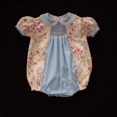 Hand Smocked & Embroidered Baby Bubble/1940's Style/Optional Shoes