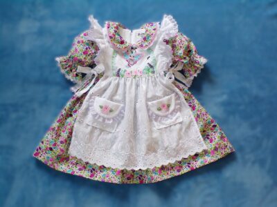 Sugar Bug Fairy Hand Embroidered Pinafore and Belted Dress Set
