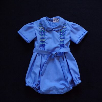 Blue Hand Smocked- Baby Bubble- Vintage Style-Unisex