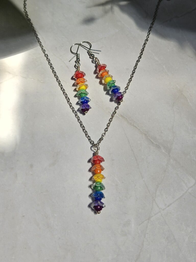 rainbow flower jewelry set