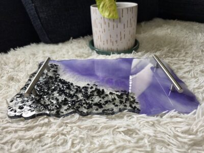 Beautiful Purple Swirl Tray w/ Handles