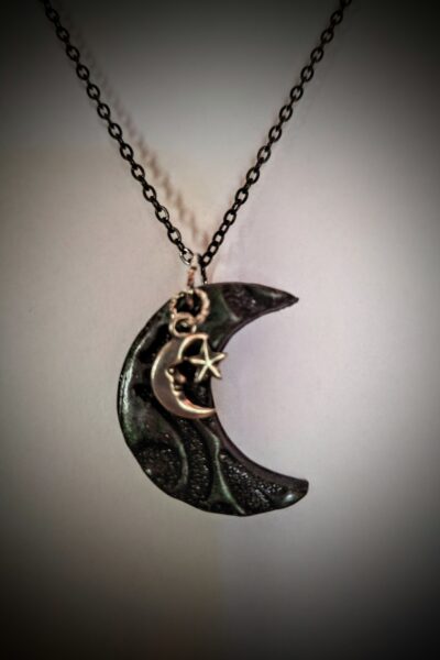 Crescent Moon Polymer Clay Necklace