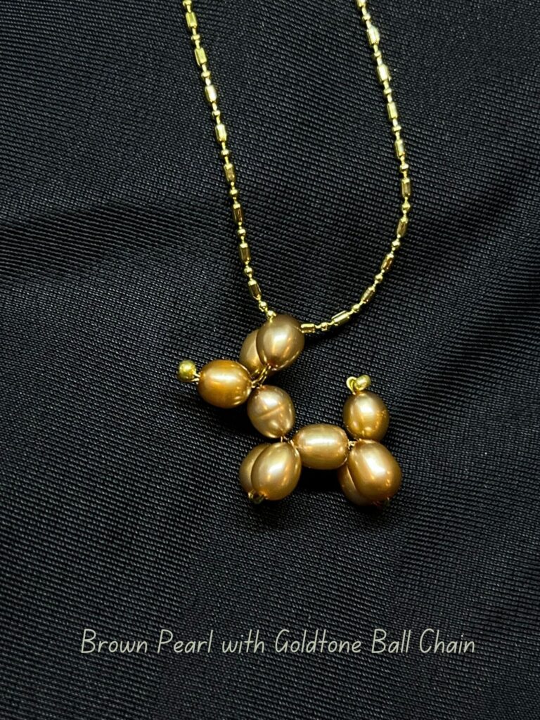 Brown Pearl and gold ball chain