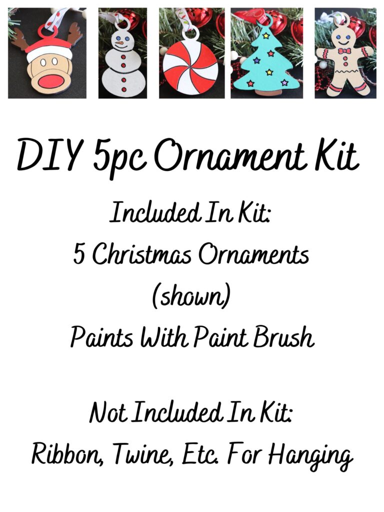 Christmas Ornament DIY Wood Craft Paint Kit Set of 5