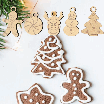 DIY Ornament Craft Kit with Laser Cut Wood and Paints