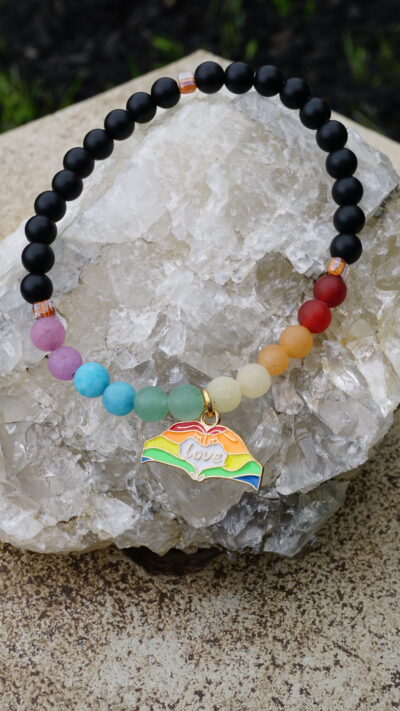 Rainbow Stretch Bracelet with Charm