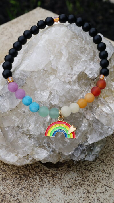 Rainbow Stretch Bracelet with Charm
