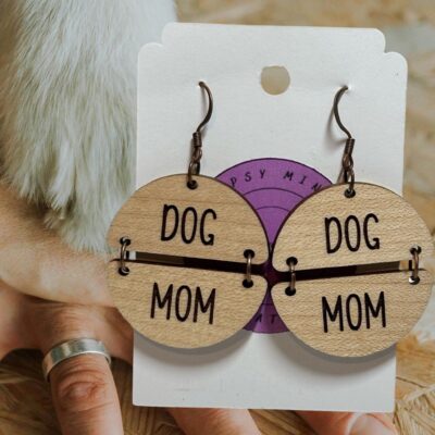 Dog Mom Engraved Handmade Lightweight Earrings for Dog Lovers