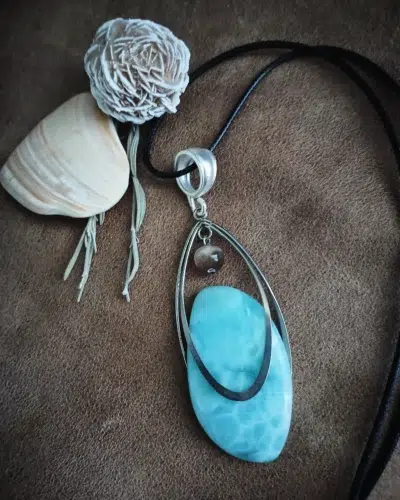 "Break The Surface" - Larimar & Selenite Pendant Necklace